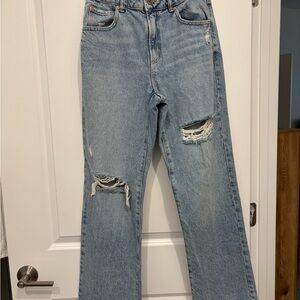 Garage 90s Straight Light Blue Distressed Jeans